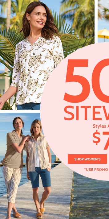50% off* sitewide! styles as low as $7.49 shop women's use promo code: B5qny