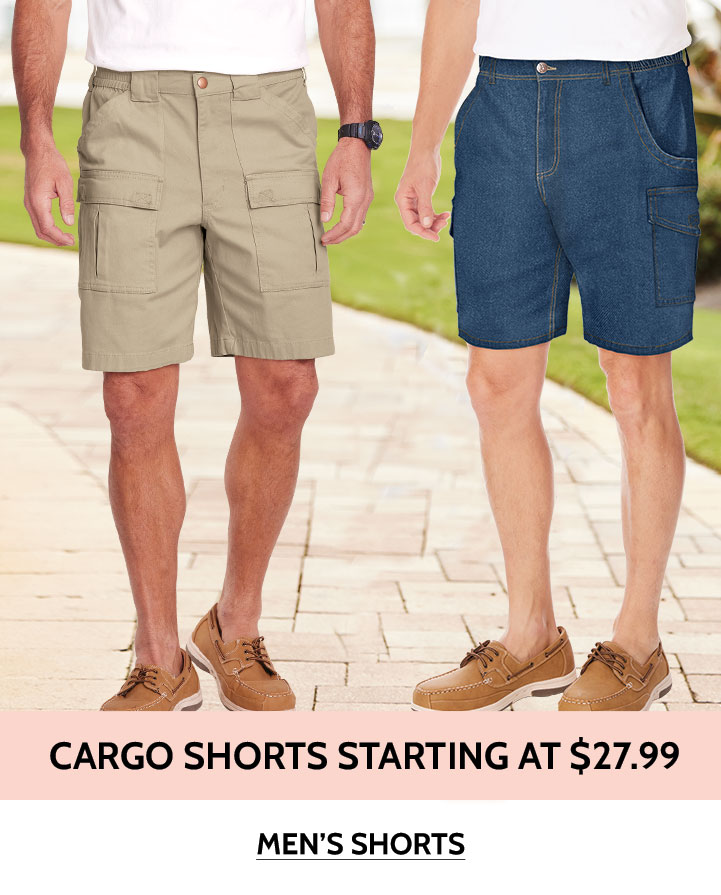 cargo shorts starting at $27.99 men's shorts