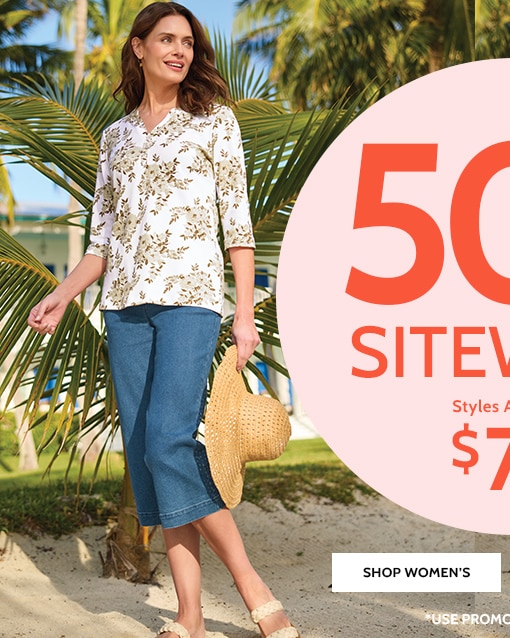 50% off* sitewide! styles as low as $7.49 shop women's use promo code: B5qny