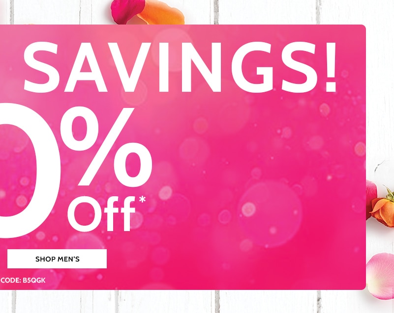 sitewide savings 40% off* shop men's *use promo code: B5QGK