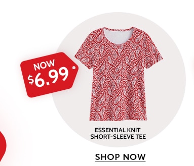 now $6.99 essential knit short-sleeve tee shop now