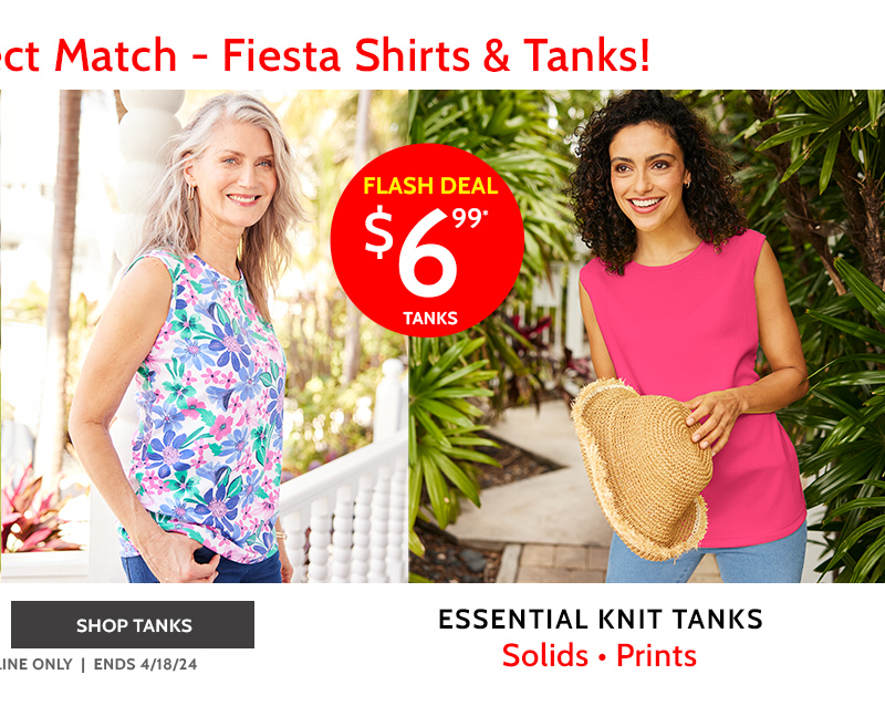 limited time deals on the perfect match - firsts shirts & tanks! shop tanks essential knit tanks solids - prints *prices as marked | online only | ends 4/18/24