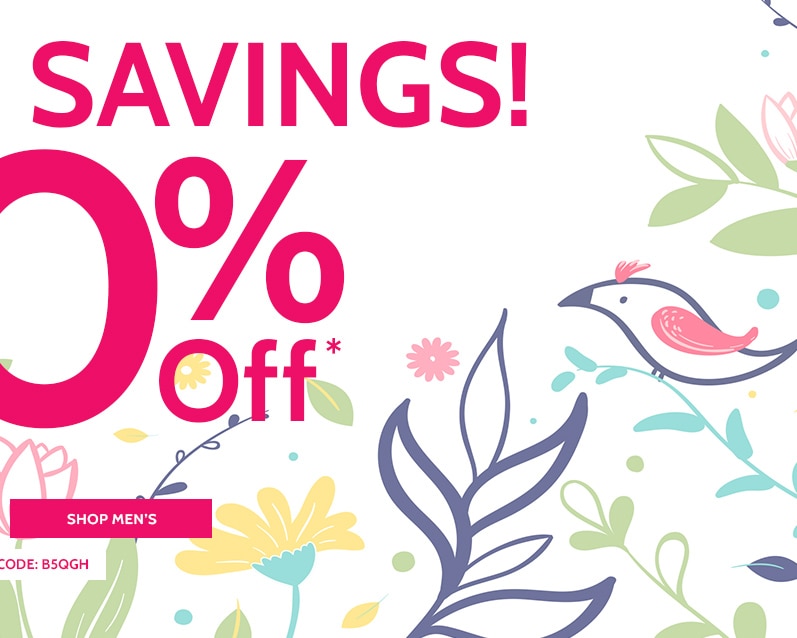 sitewide savings 40% off* shop men's *use promo code: B5QGH