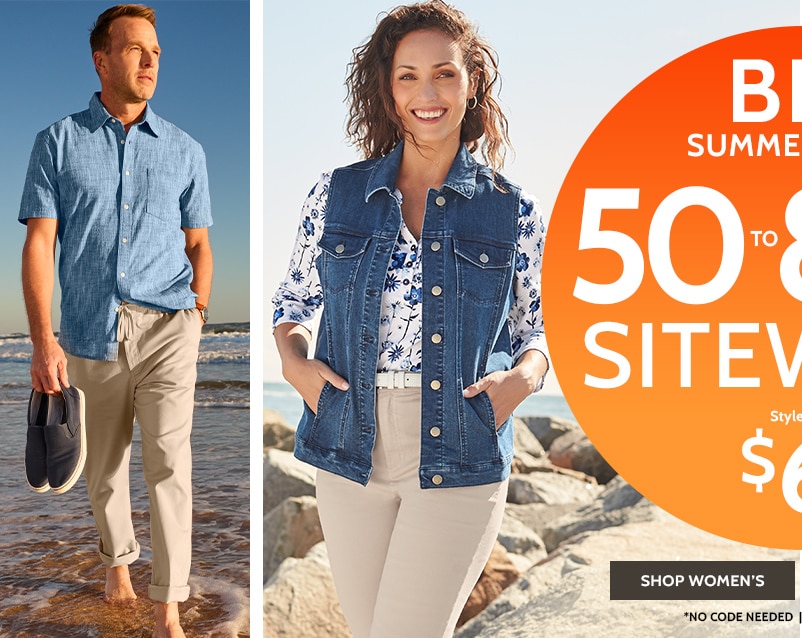 big summer sale! 50 - 80% off* sitewide! styles as low as $6.99 shop women's *no code needed | prices as marked