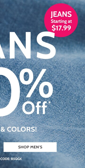jeans 40% off* all sizes & colors! shop men's use promo code: B5QGK also in petite and petite short jeans starting at $17.99 johnblairflex de