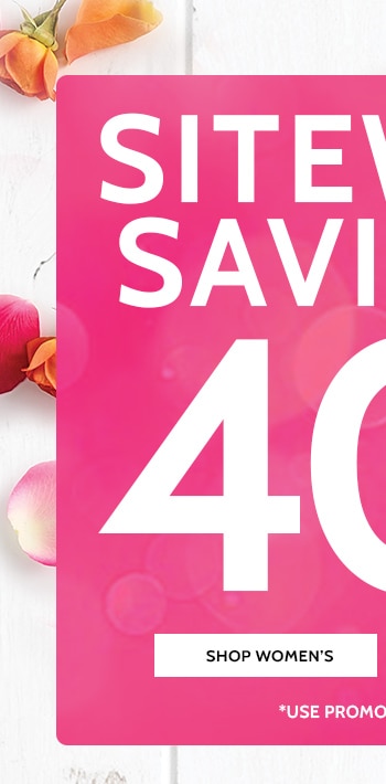 sitewide savings 40% off* shop women's *use promo code: B5QGK
