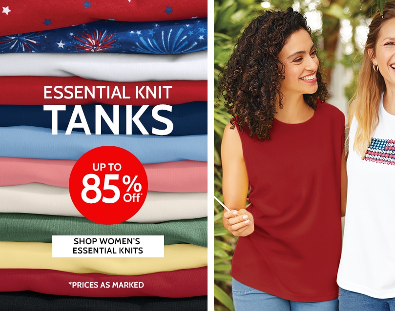 essential knit tanks up to 85% off. shop women's essential knits (prices as marked)