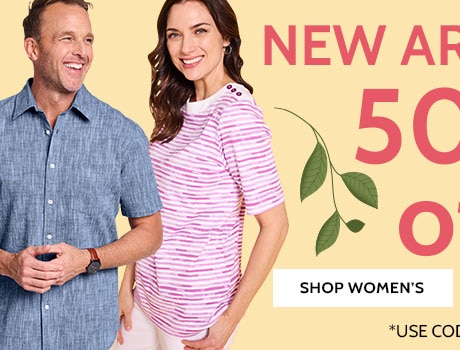 new arrivals! 50% off* shop women's use code: B5QNY