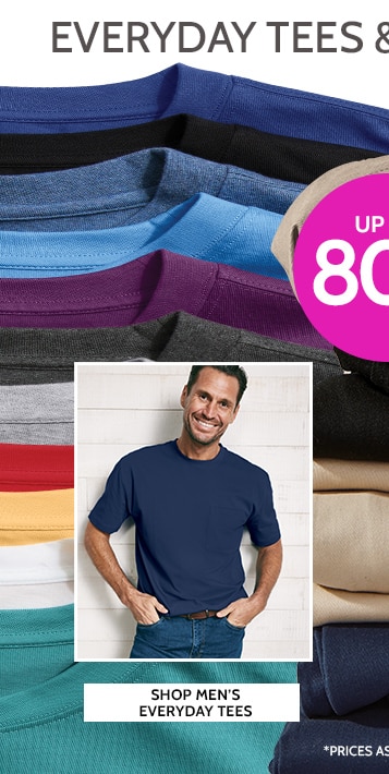 everyday tees up to 80% off* shop men's everyday tees *prices as marked