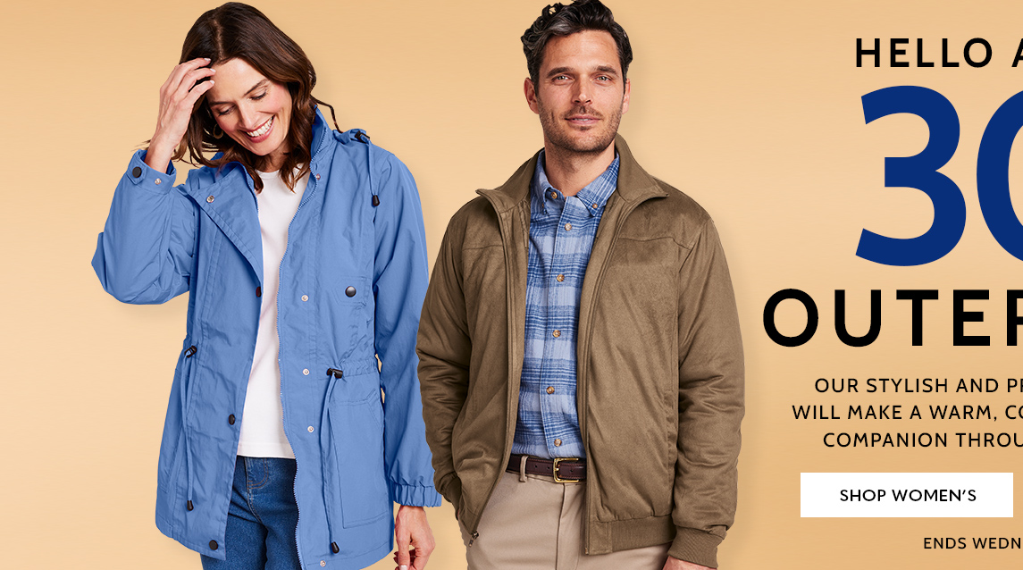 hello autumn! 30% off* Outerwear our stylish and practical outerwear will make a warm, comfortable & reliable companion throughout the season. shop women's ends wednesday, 11/1/23