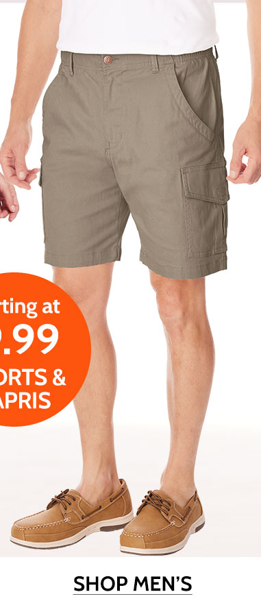 shorts & capris sarting at $9.99 shop men's