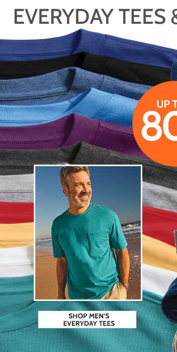 everyday tees up to 80% off* shop men's everyday tees *prices as marked