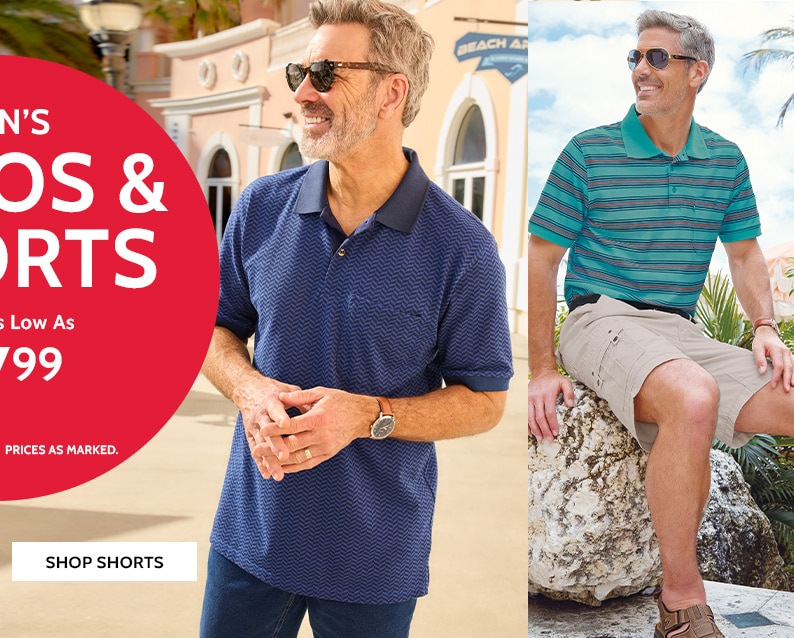 men's polos & shorts styles as low as $7.99 *no code neded | prices as marked shop shorts